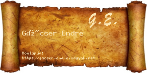 Gácser Endre névjegykártya